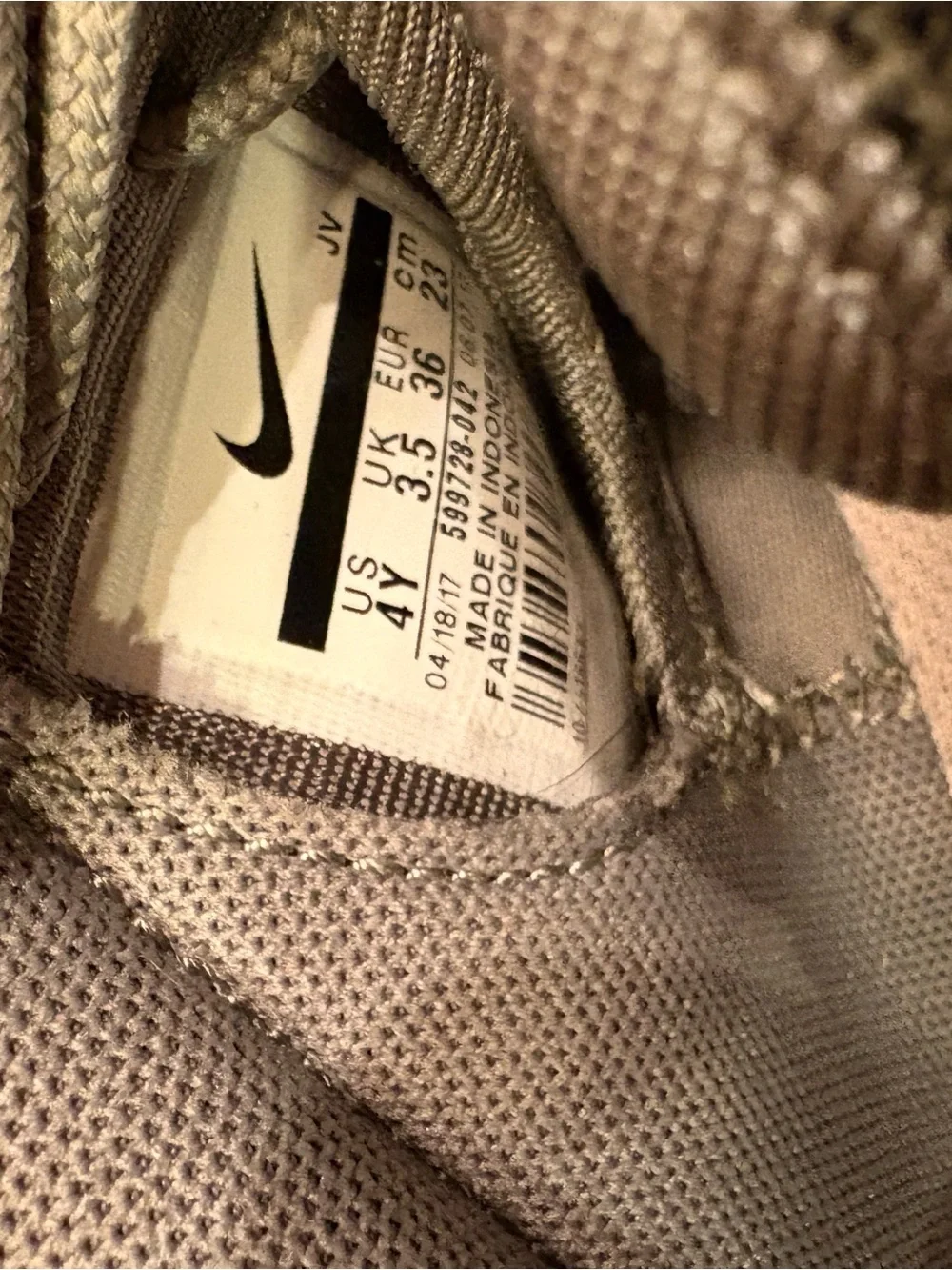 Nike Olive Green and White Mesh Runner Sneakers